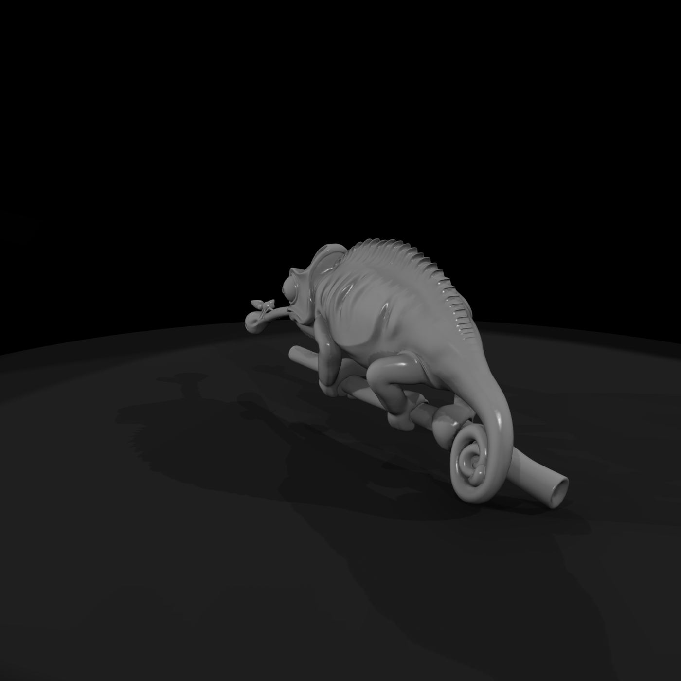 Stylized Chameleon on Branch — Figurine