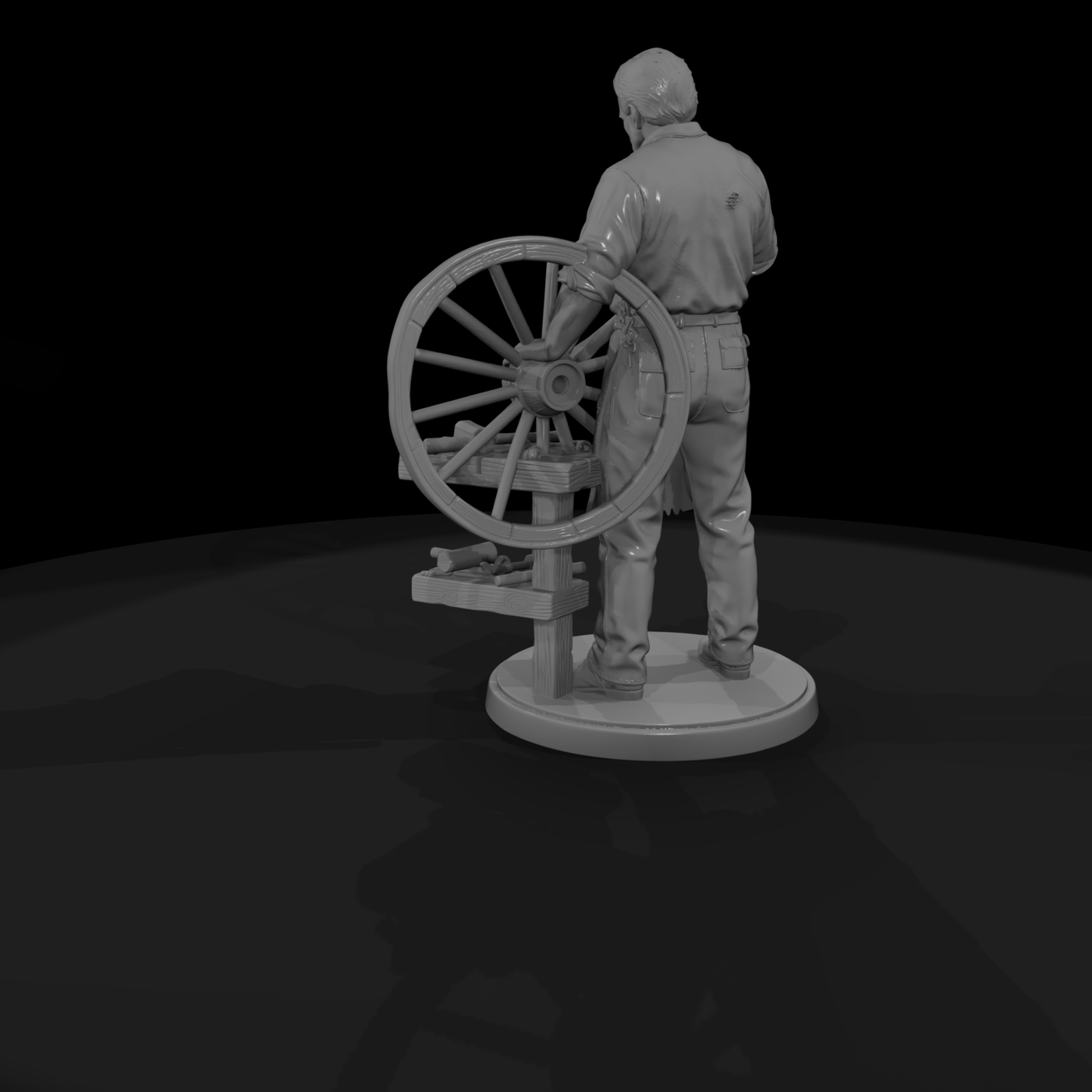 Wheelwright at His Workbench