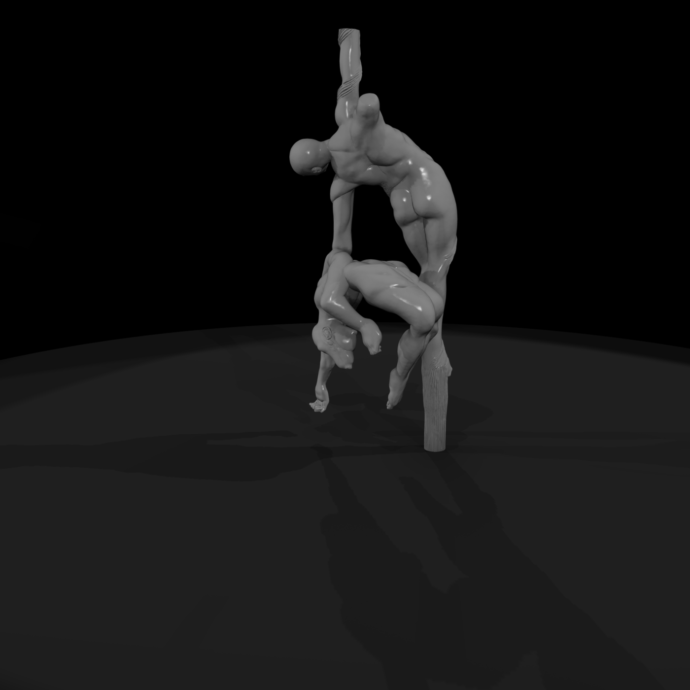 Stylized Acrobat Couple — Base-Ready Sculpture