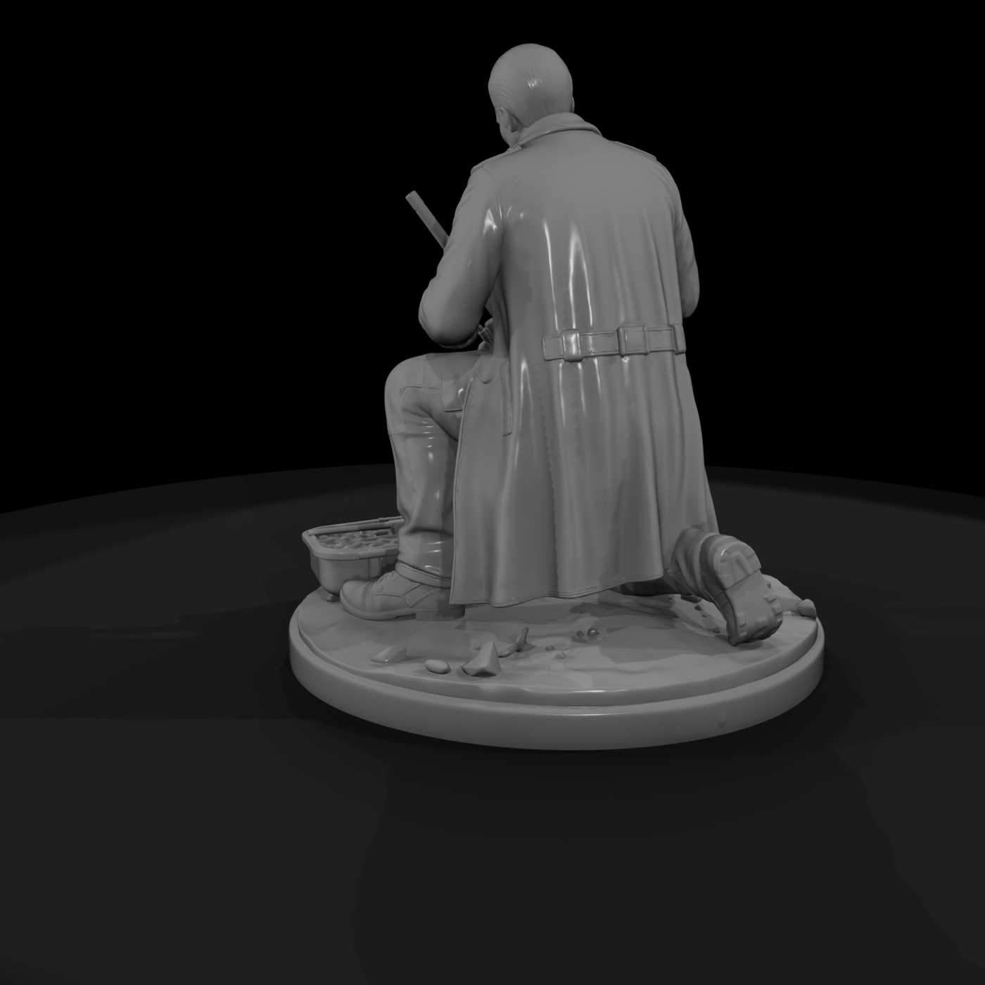 Kneeling Sniper in Leather Coat