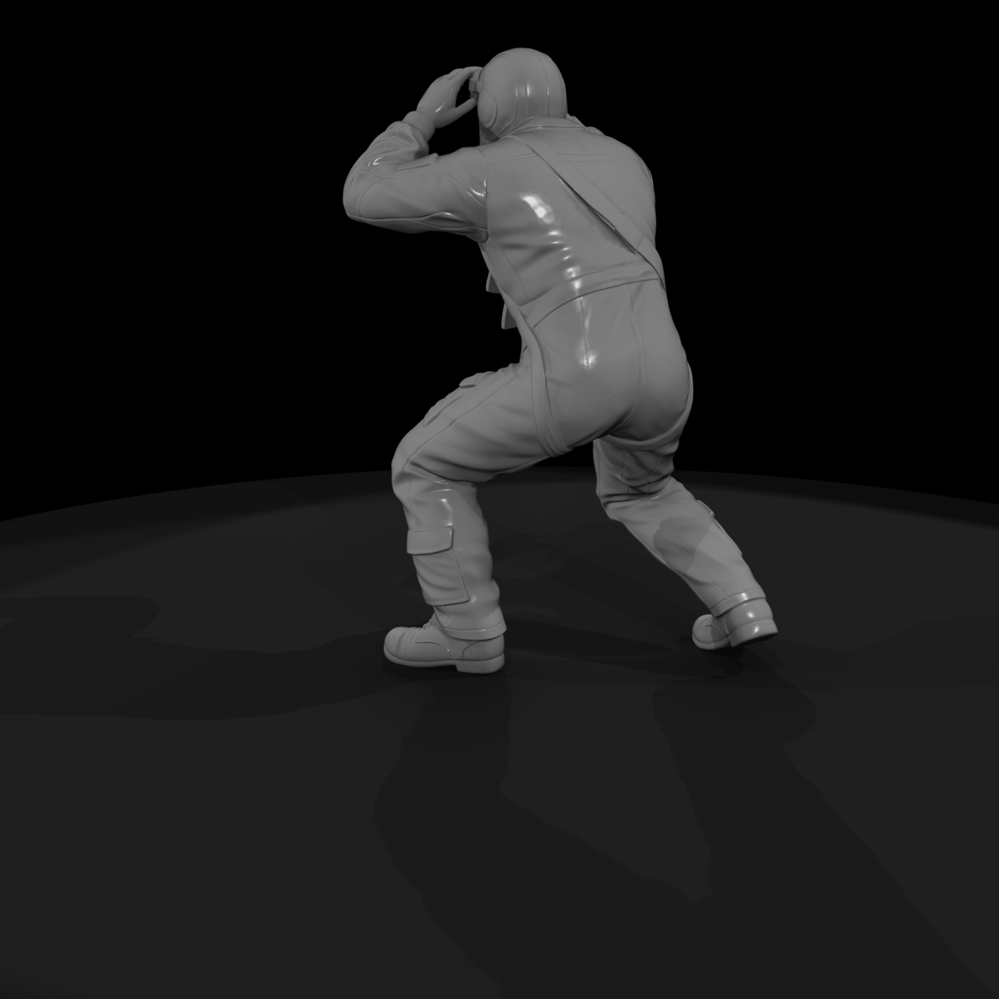 WWII Pilot Figure (Flight Suit, Kneeling)