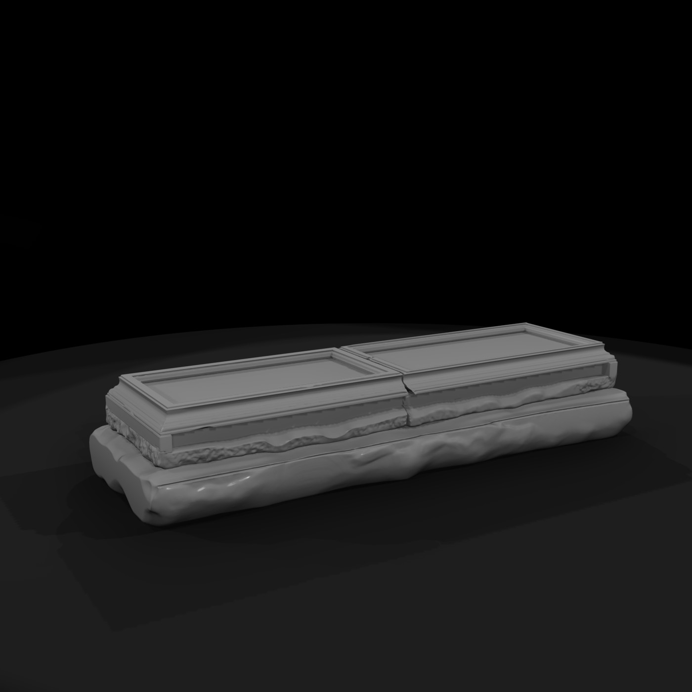 Double Raised Grave Tombstone (Split Ledger)