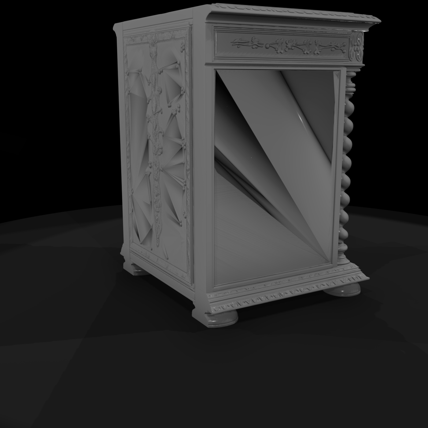 Ornate Carved Hunting Cabinet