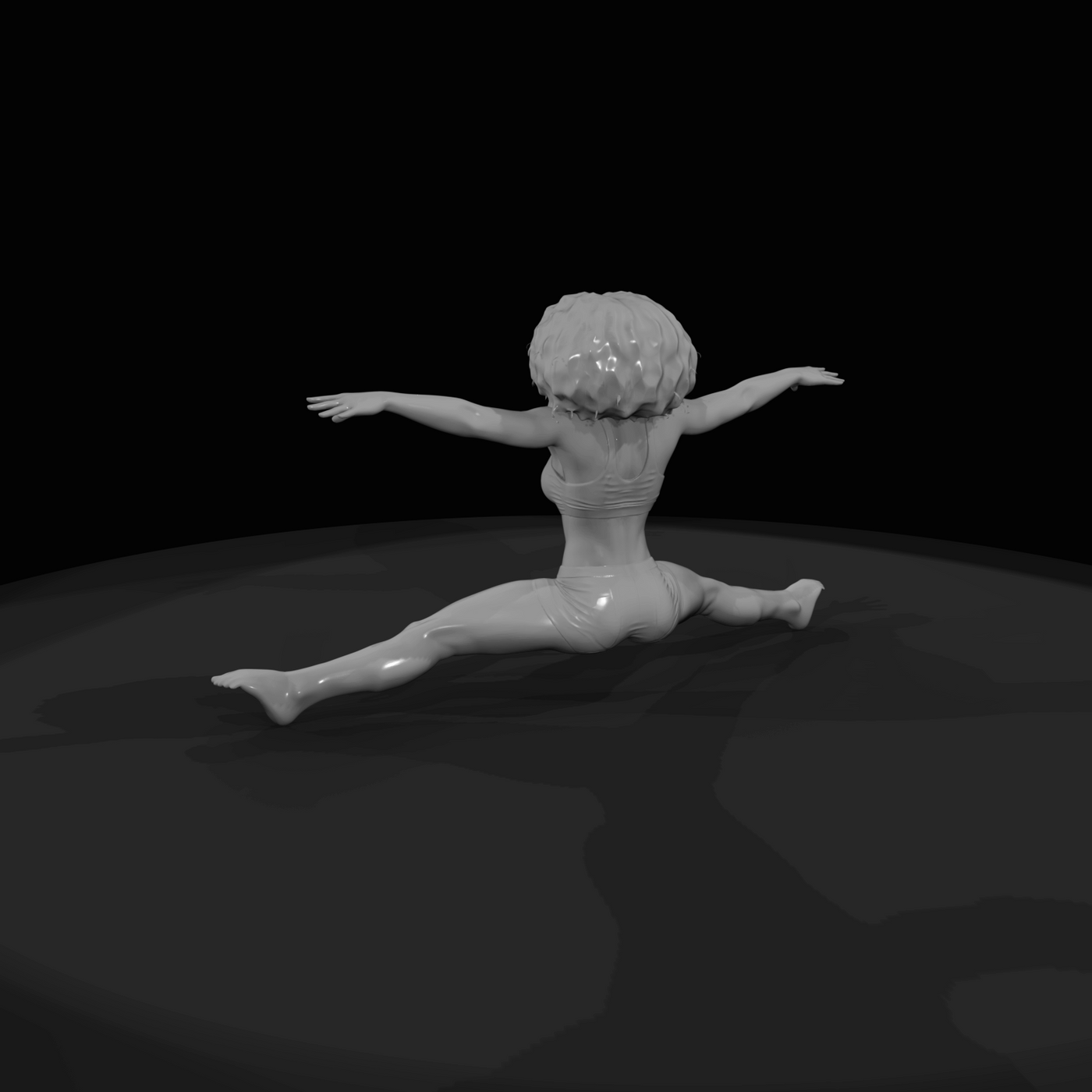 Pole Athlete in Aerial Split