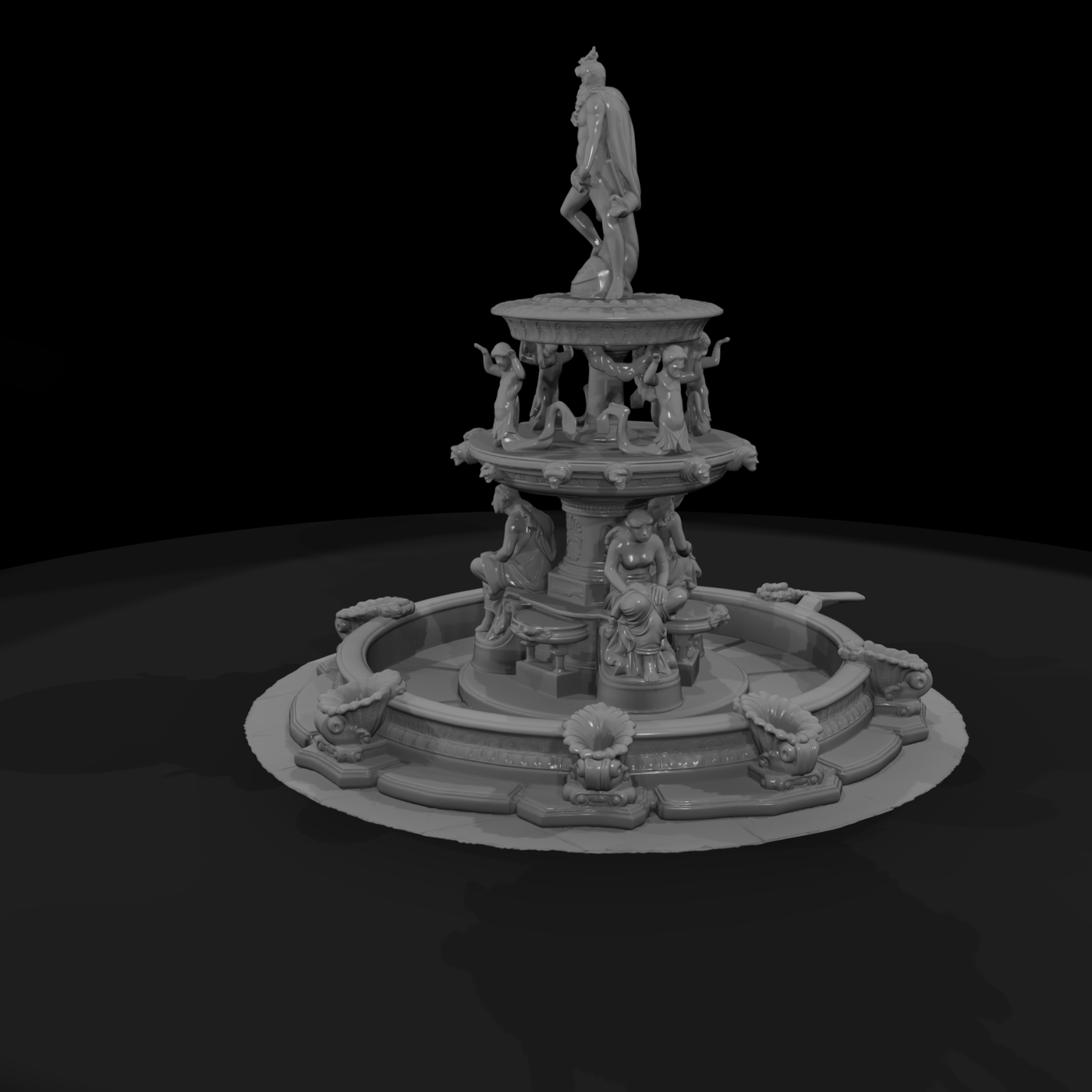 Ornate Tiered Stone Garden Fountain
