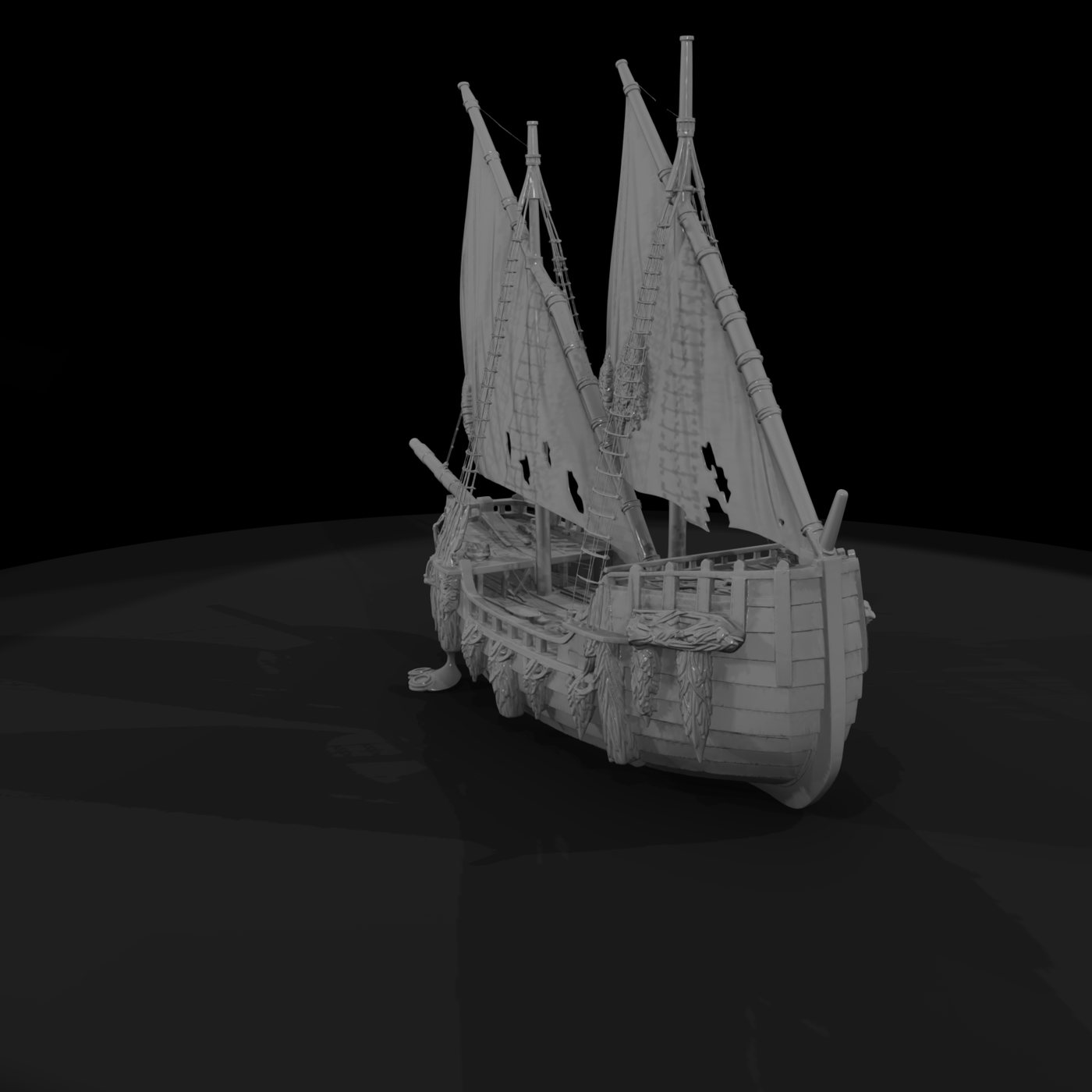 Weathered Medieval Sailboat Wreck — Terrain