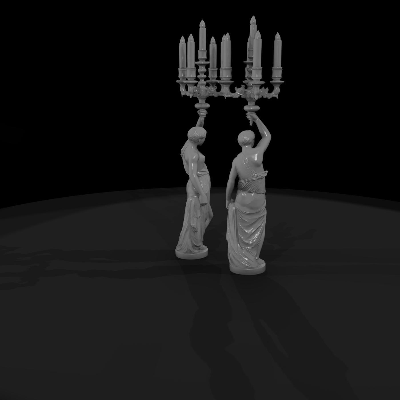 Neoclassical Female Statue Candelabra
