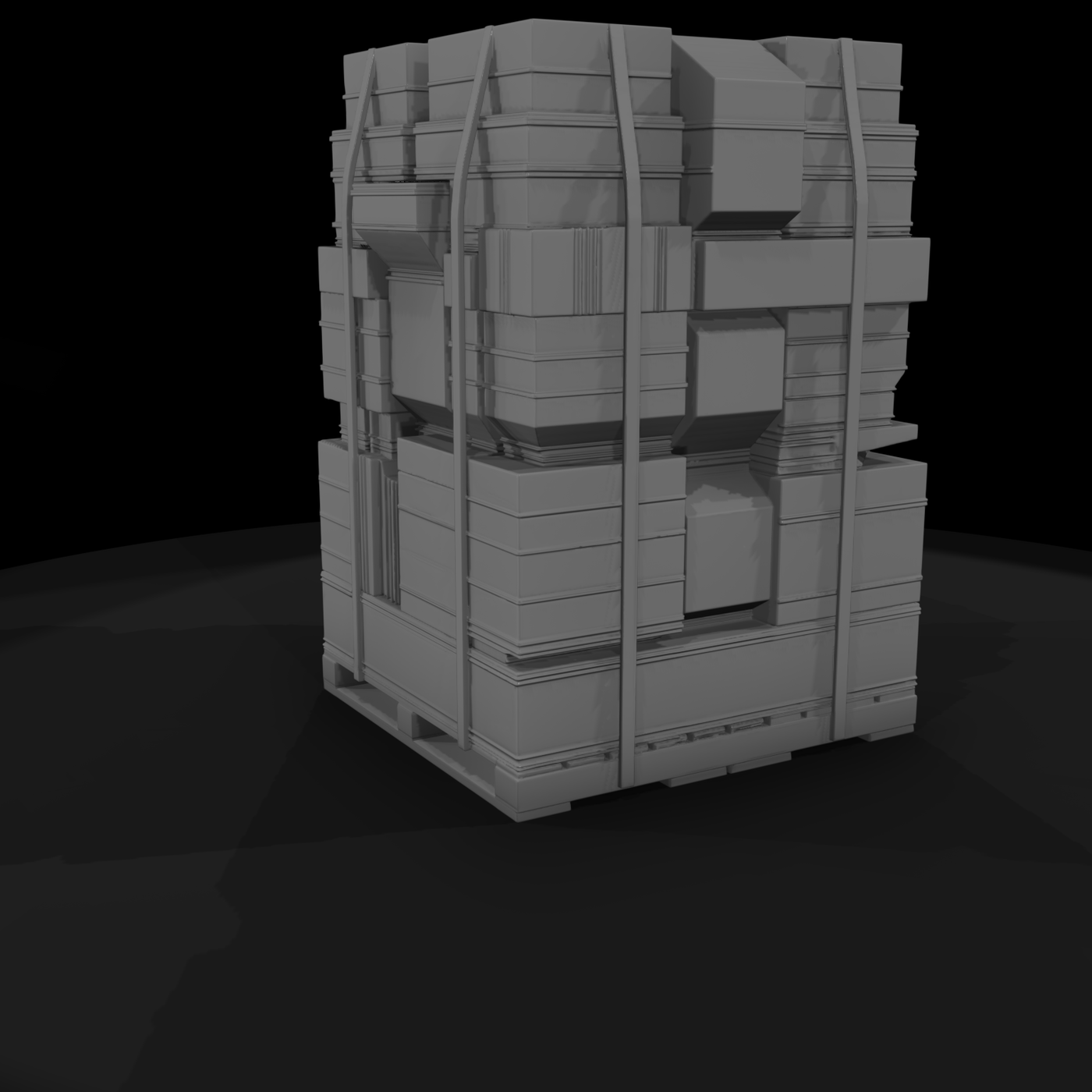 Stacked Pallet Cargo — Industrial Crates on Pallet