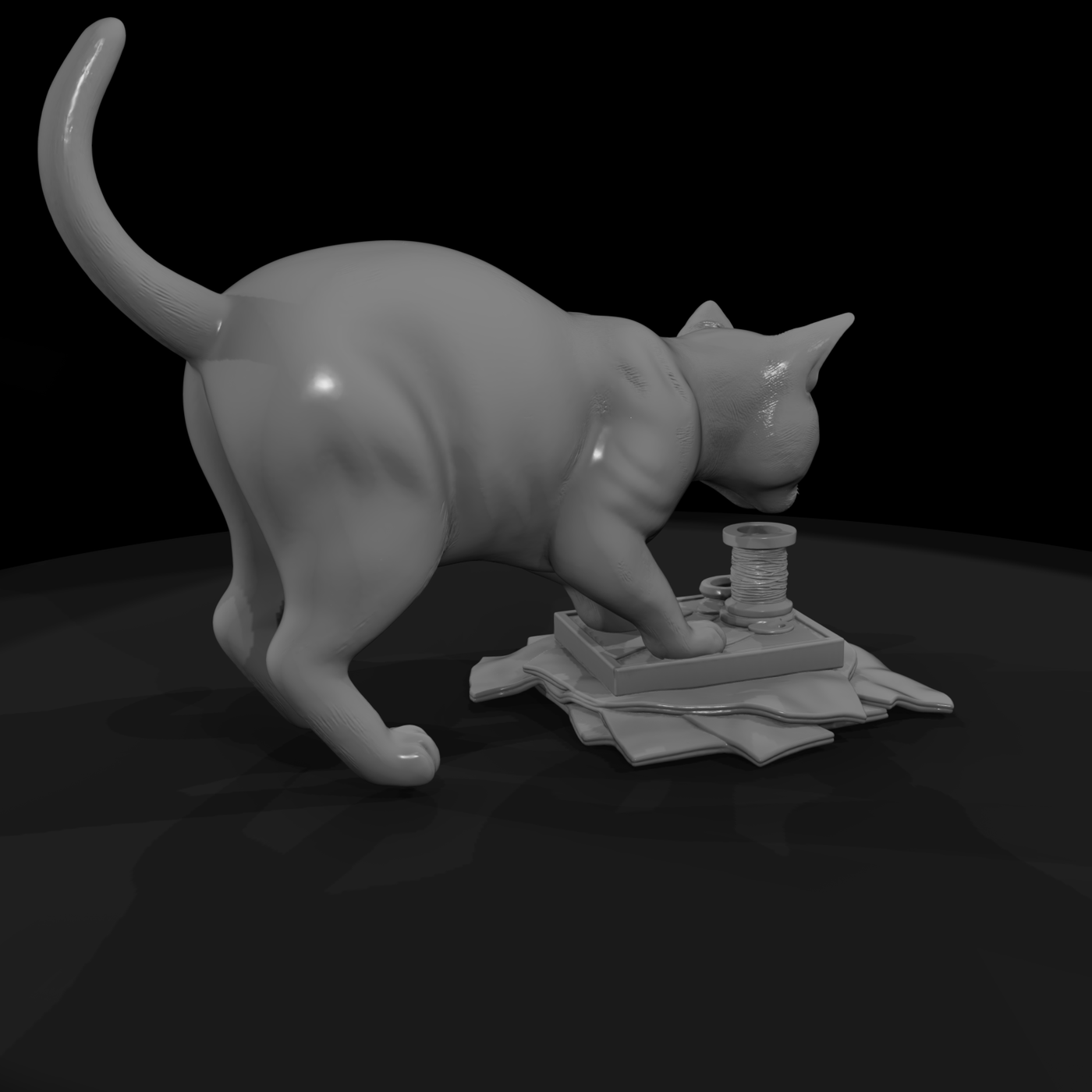Stylized Cat Sewing