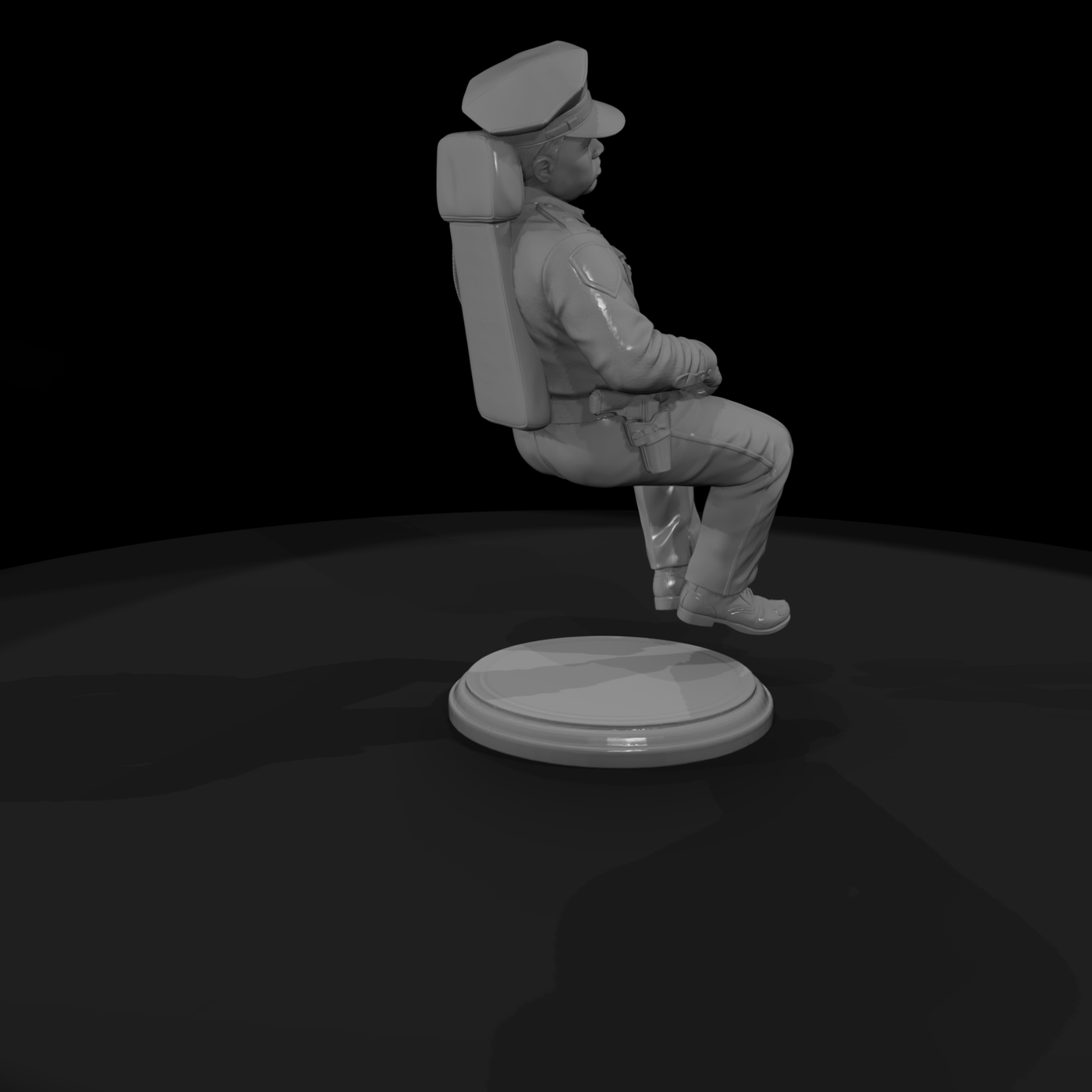 1980s City Police Officer Seated at Rest