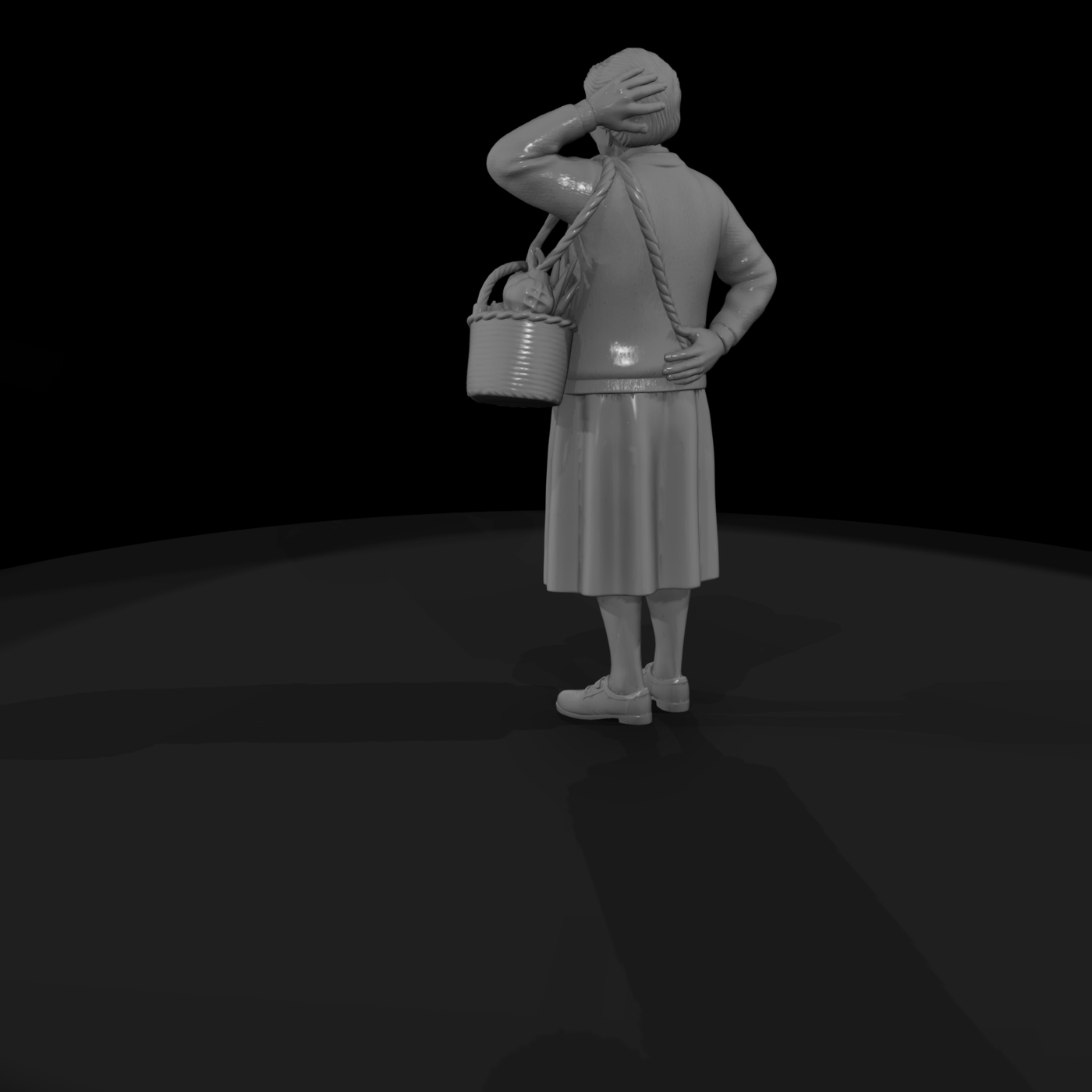 0152 Elderly Grandmother Vegetable Basket