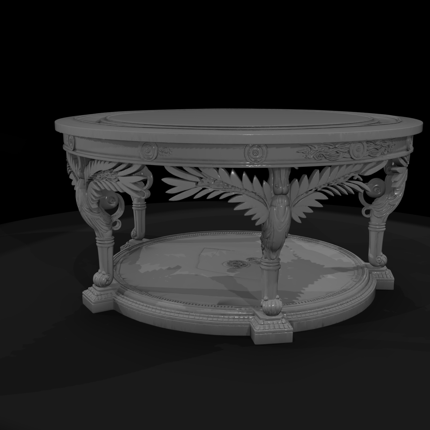 Neoclassical Carved Round Dining Table