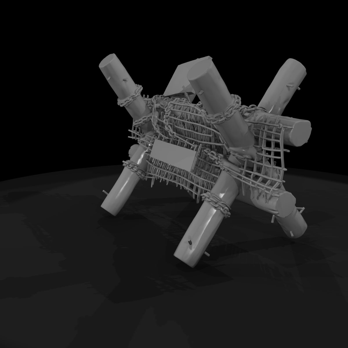 stylized-log-barricade-with-chains-mesh-diorama-terrain-880823