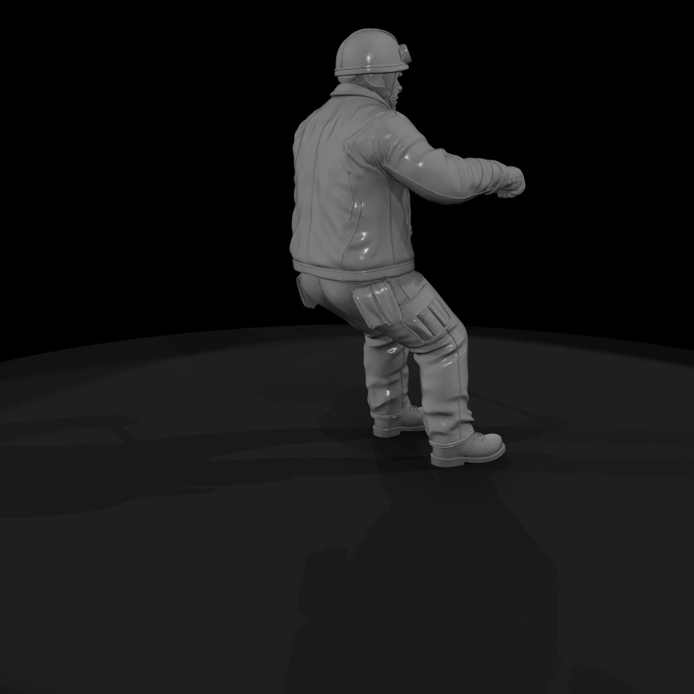 Seated Motorcycle Rider (Male) — Modern Helmeted Figure
