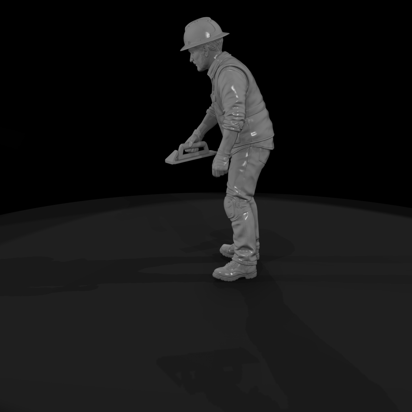 Construction Worker Finishing Concrete