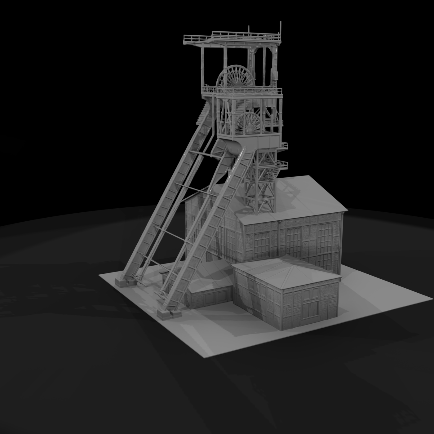 Mine Headframe with Conveyor