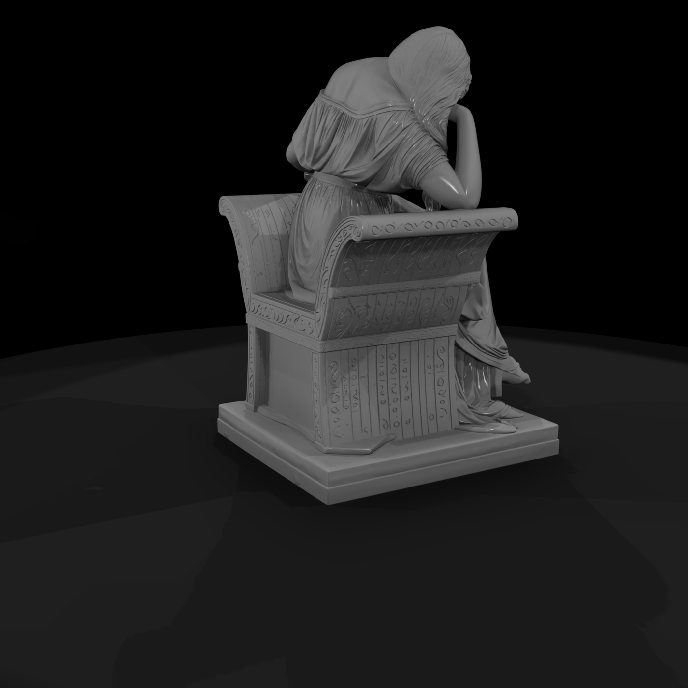 Neoclassical Seated Woman Reading Statue