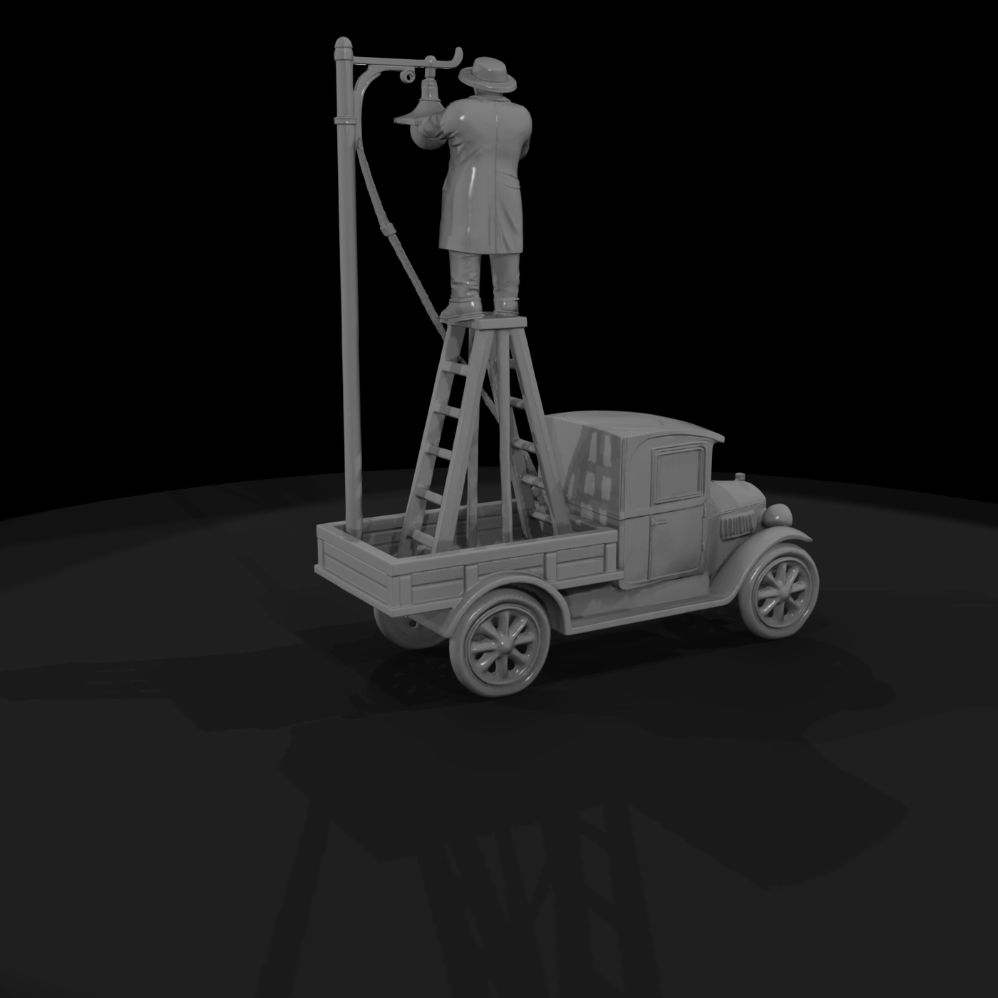 1920s Lamplighter Truck with Worker