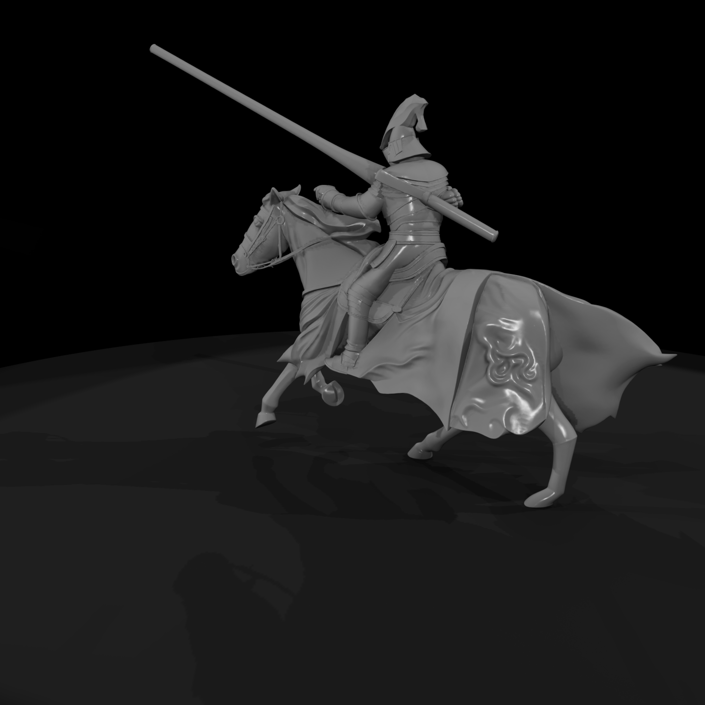 Medieval Jousting Knight on Horseback — Paintable