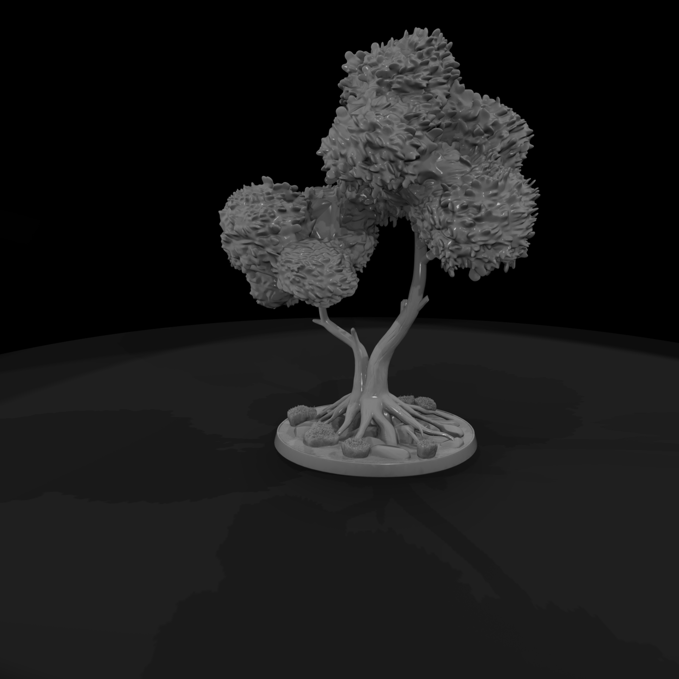 Stylized Twin-Trunk Landscape Tree