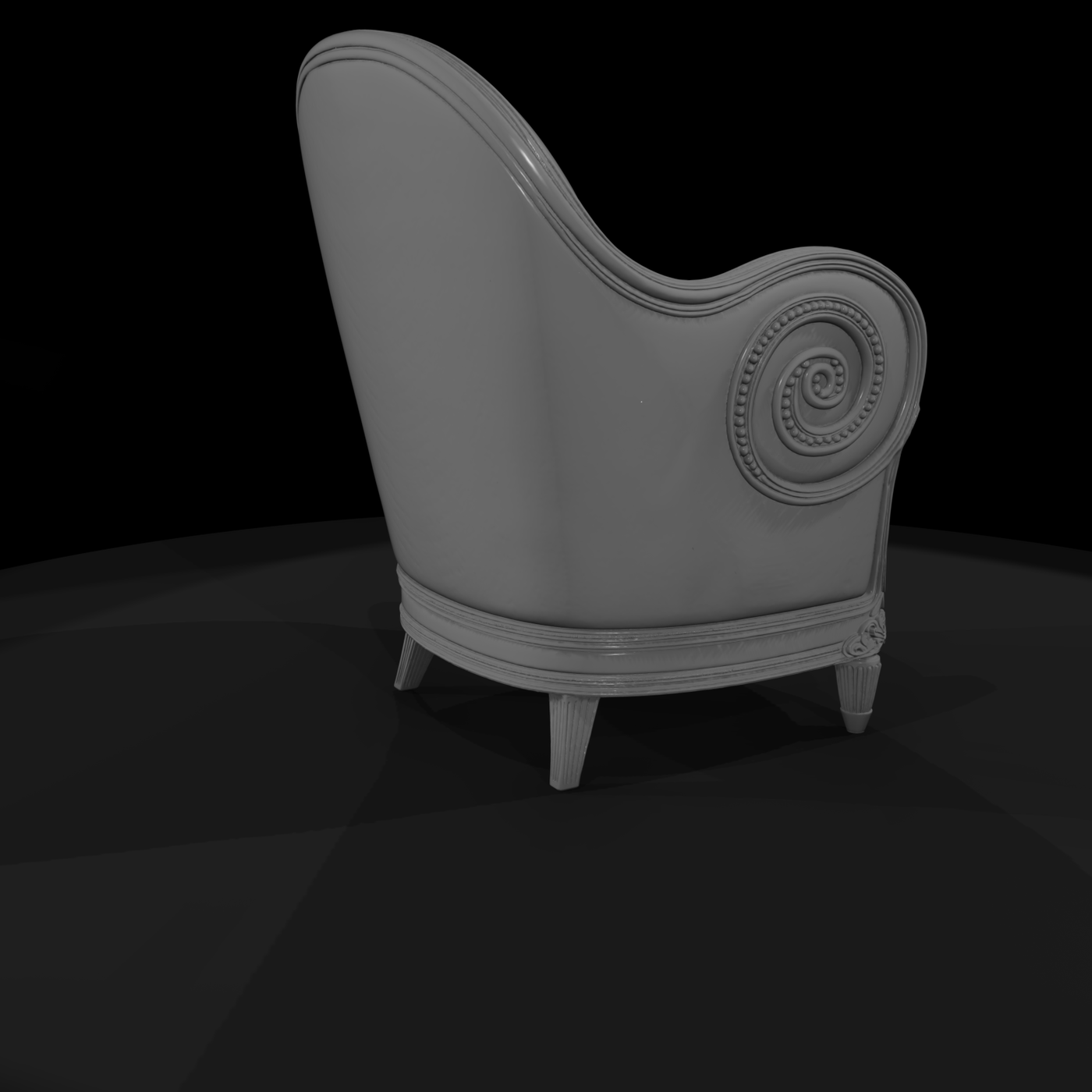 Ornate Rolled‑Arm Chair