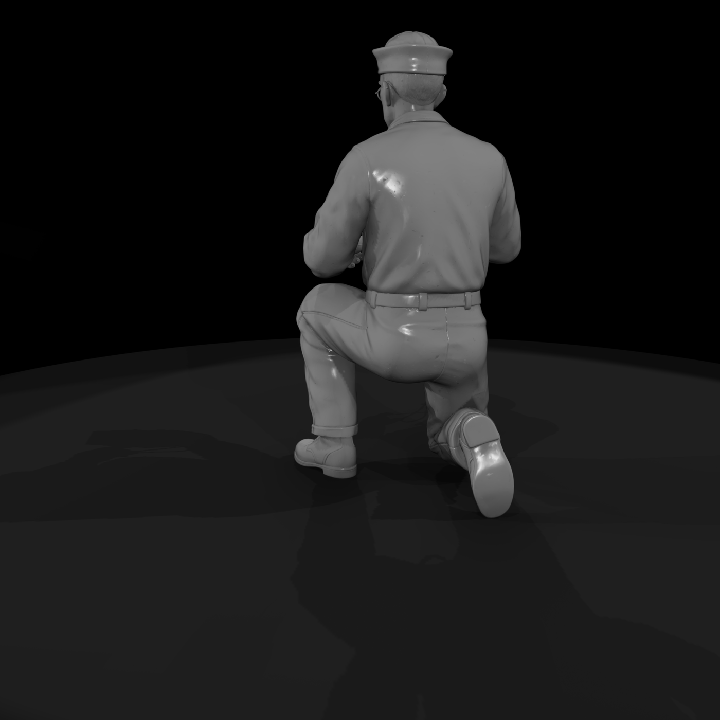 WWII US Navy Sailor Kneeling