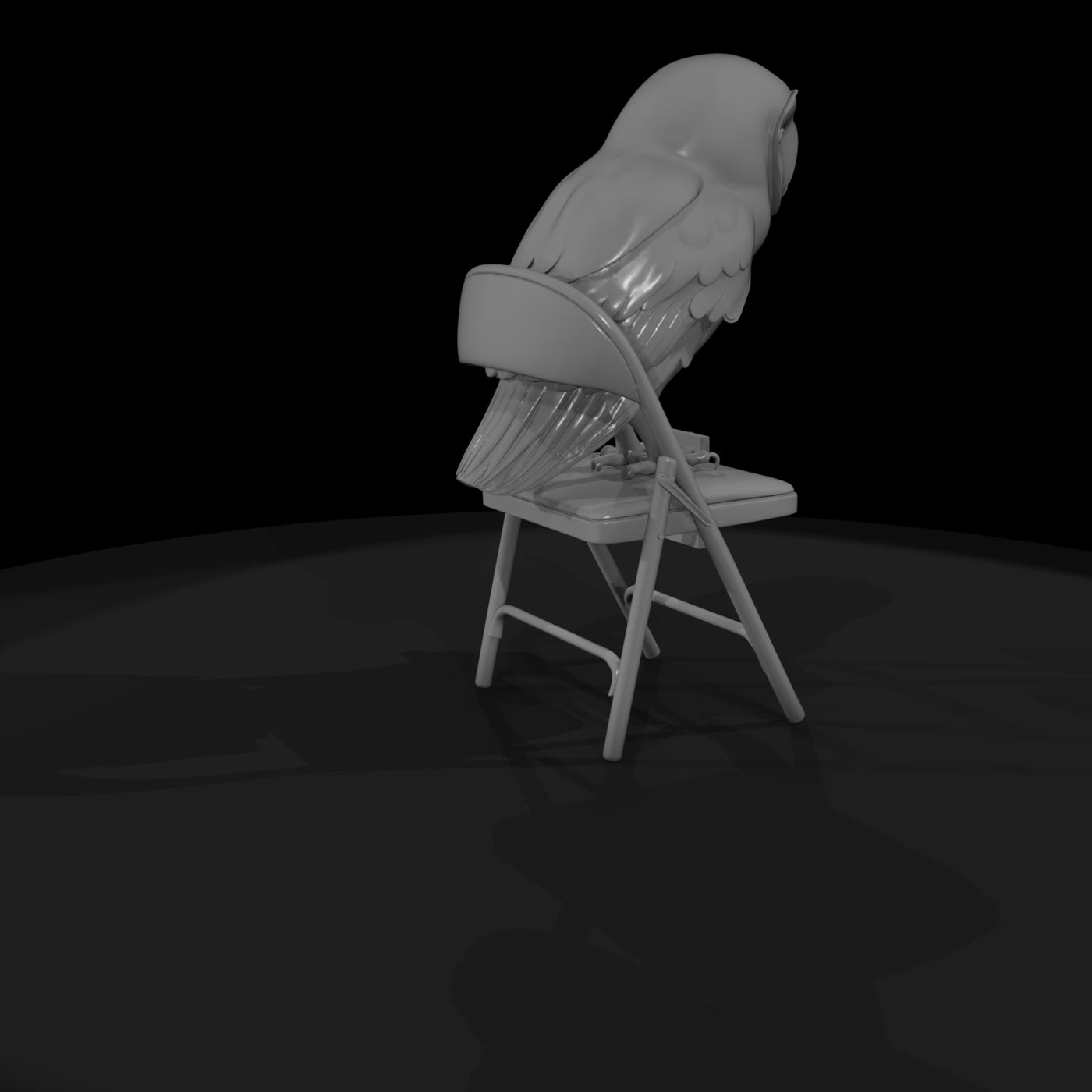 low-poly-barn-owl-on-folding-chair-3d-printable-miniature-966820