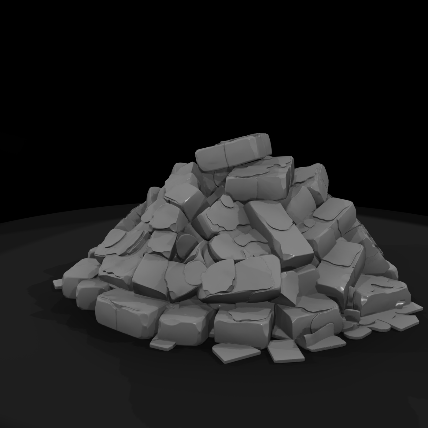 Stylized Broken Brick Rubble Pile (Low-Poly Scatter Terrain)