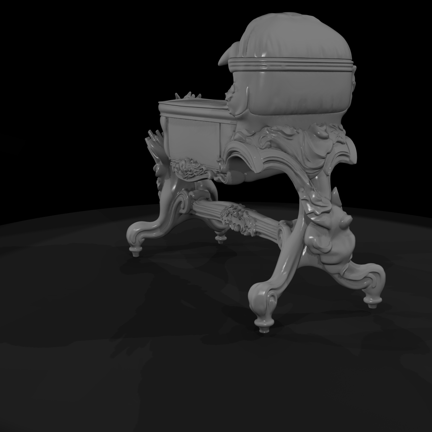 Rococo carved vanity bench