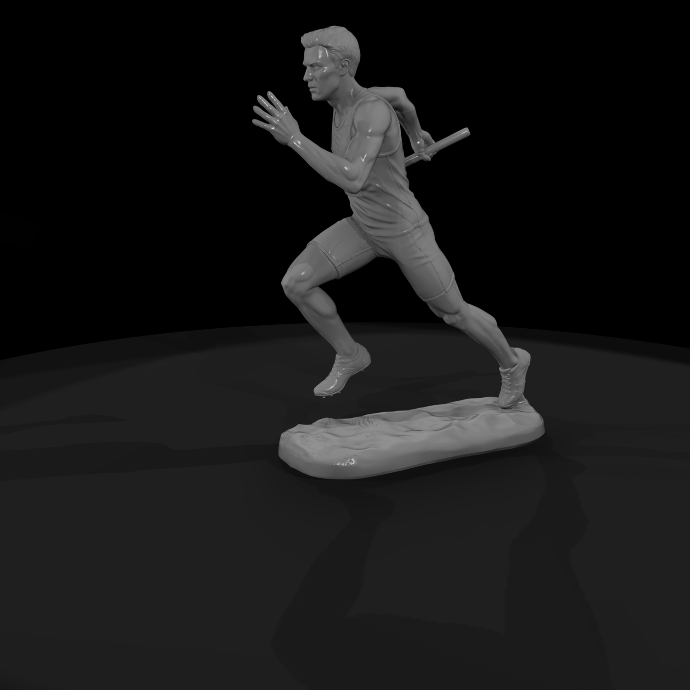 Sprinter Handing Off a Relay Baton