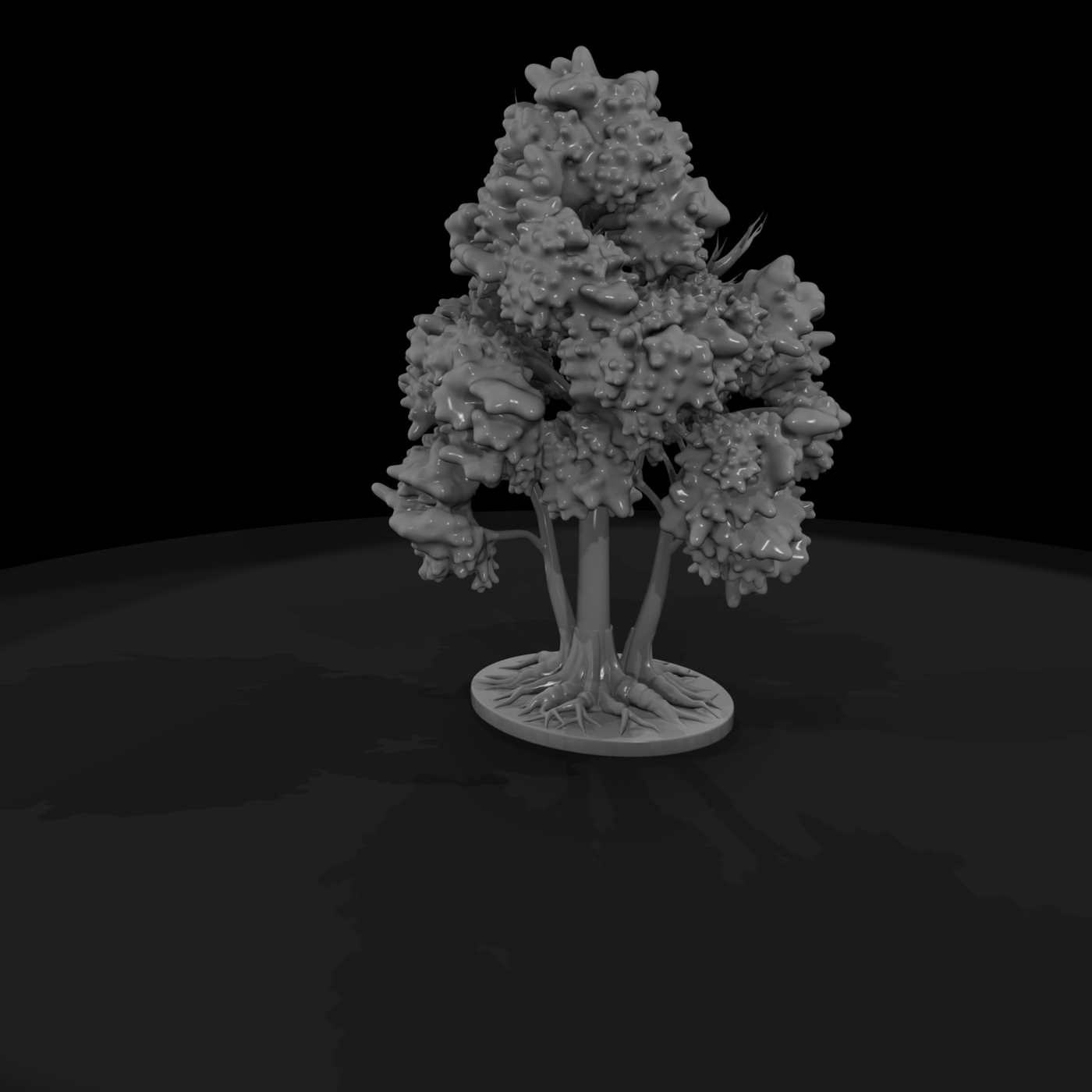 Stylized Broadleaf Tree on Round Base — Terrain