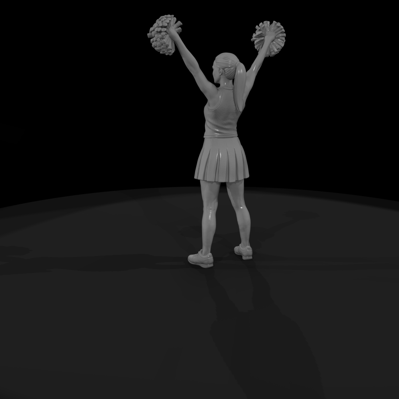 Cheerleader with Raised Pom-Poms
