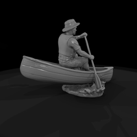 Wooden Canoe with Paddler — thumbnail 6