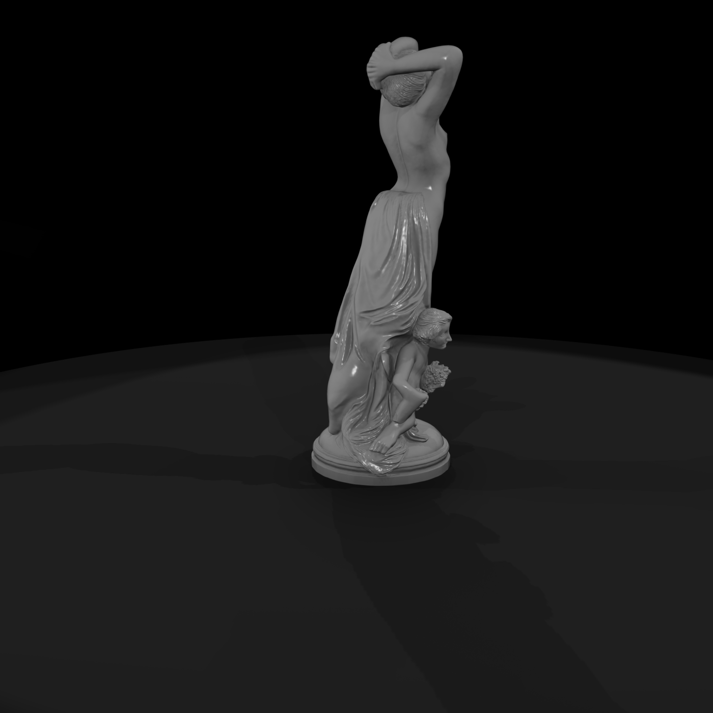 Neoclassical Putto & Draped Female Statuette