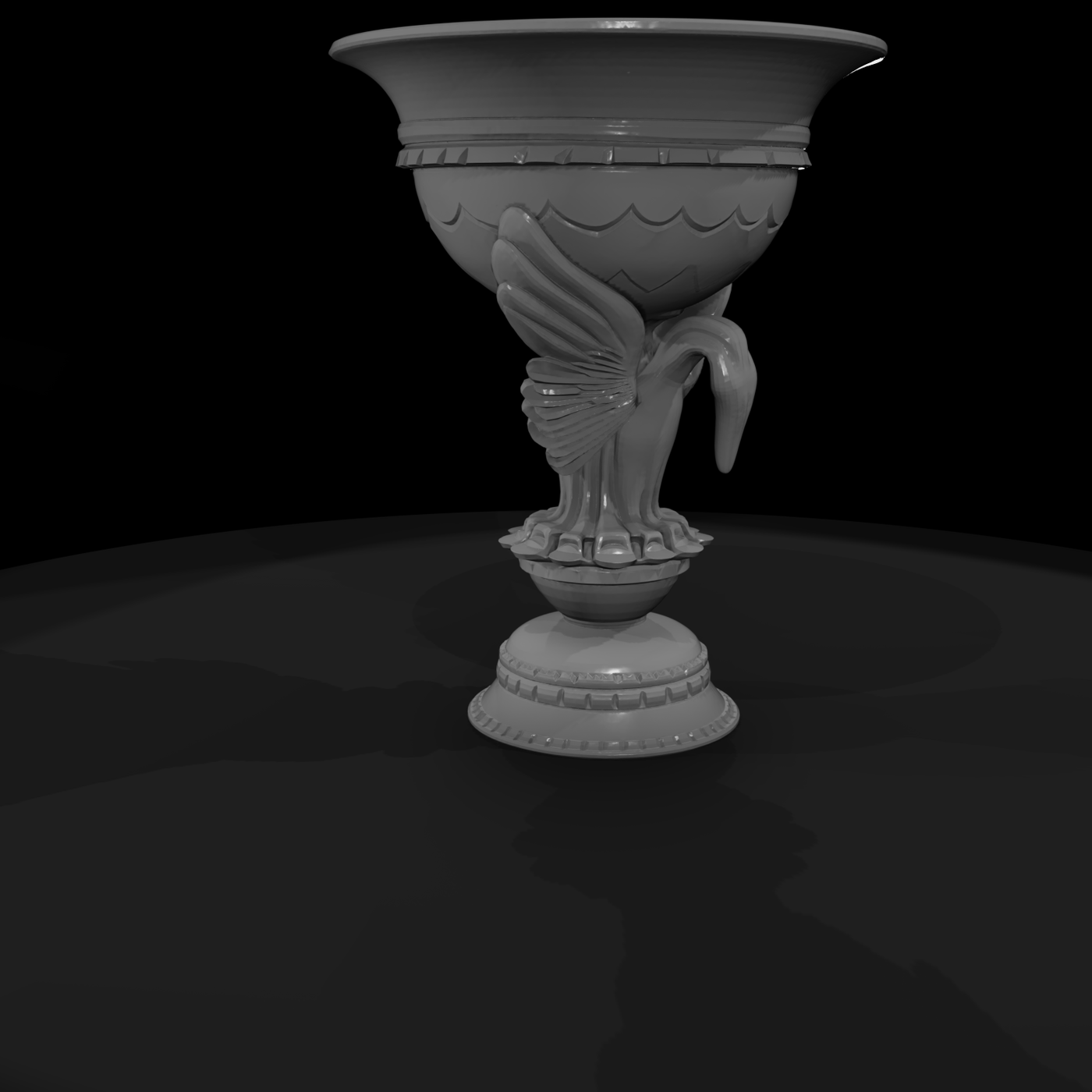 Neoclassical Swan Urn with Ornate Pedestal — & Display
