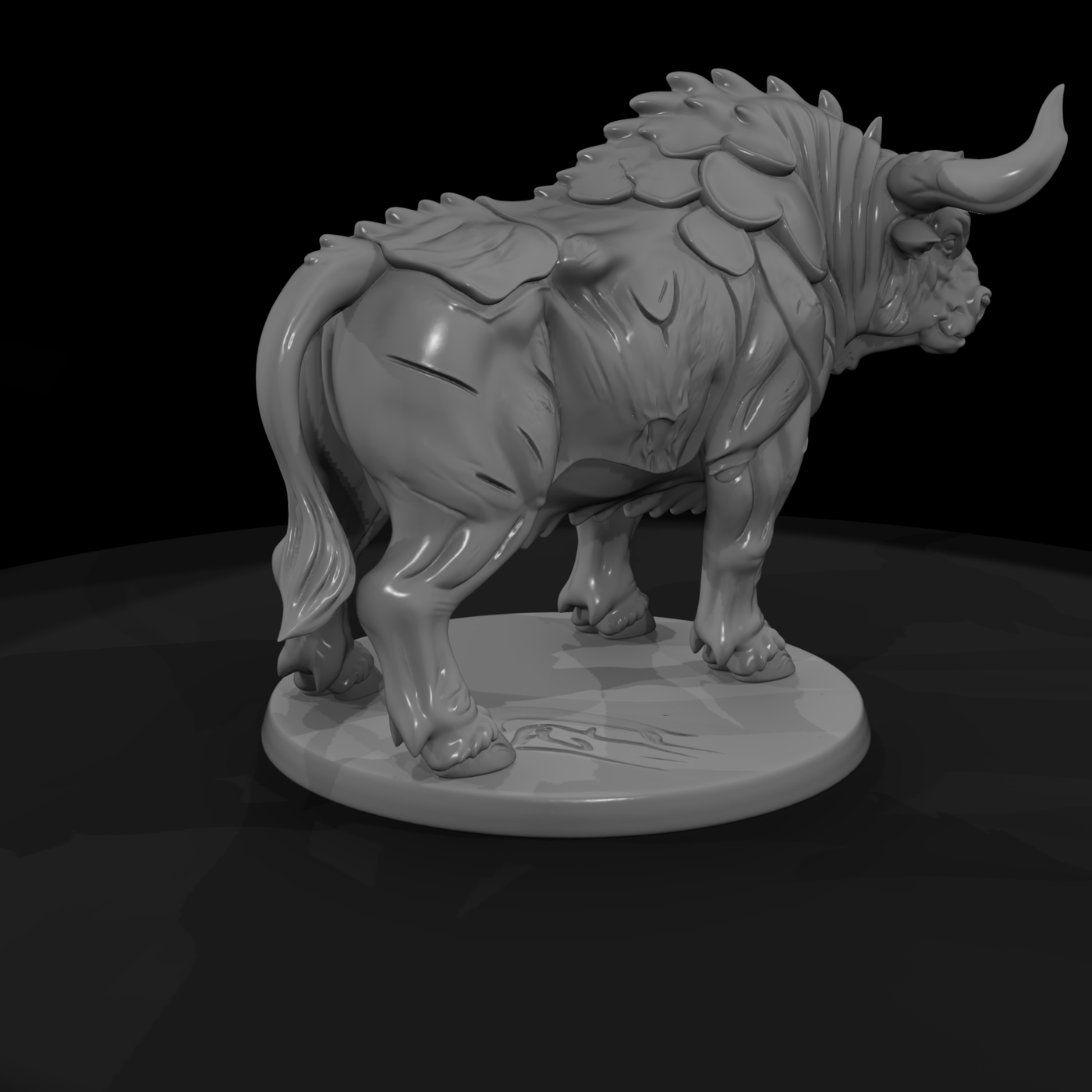 Stylized Fantasy War Bull 3D Miniature Roin1Kob