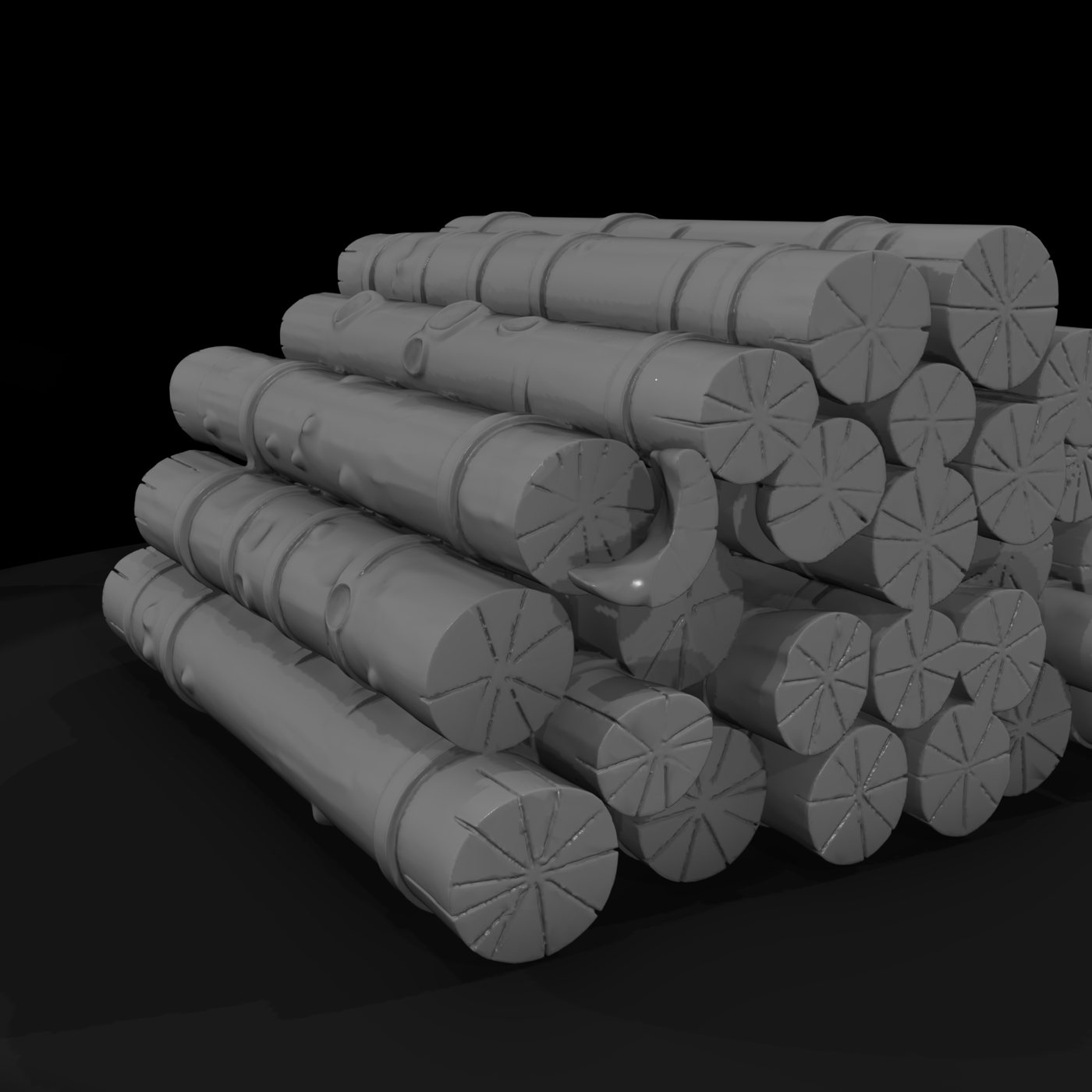 Stacked Wood Log Pile