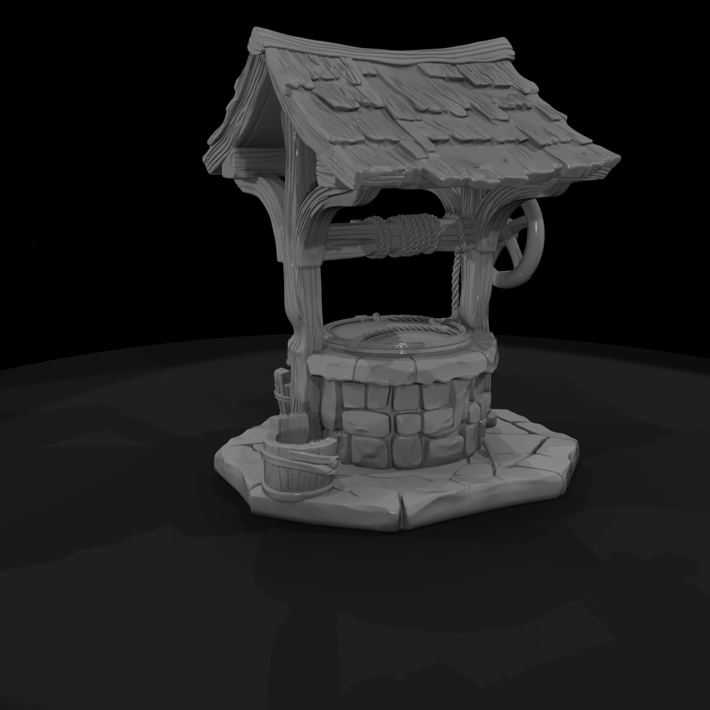 Stylized Rustic Medieval Wishing Well