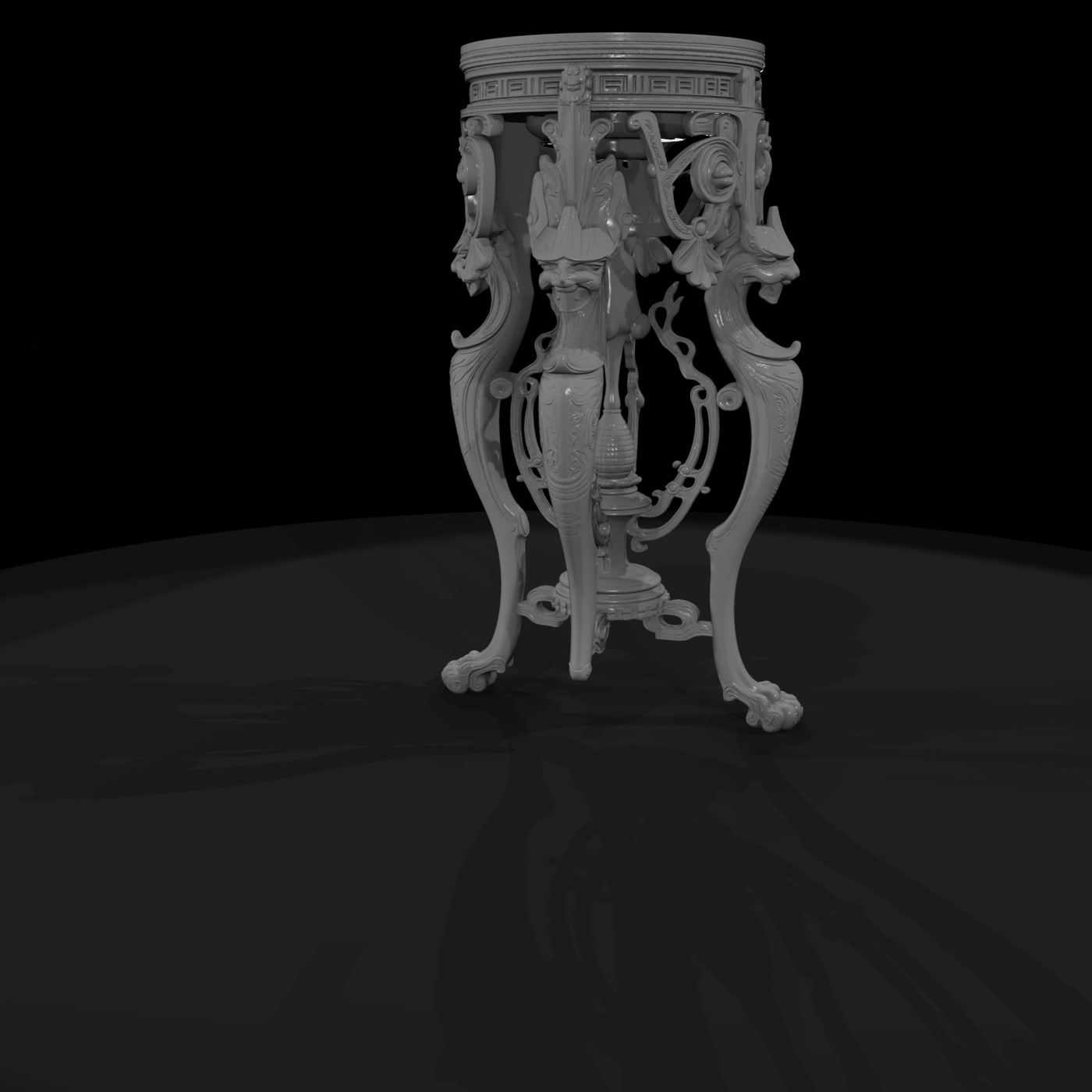 Baroque Gryphon Accent Table — Pedestal