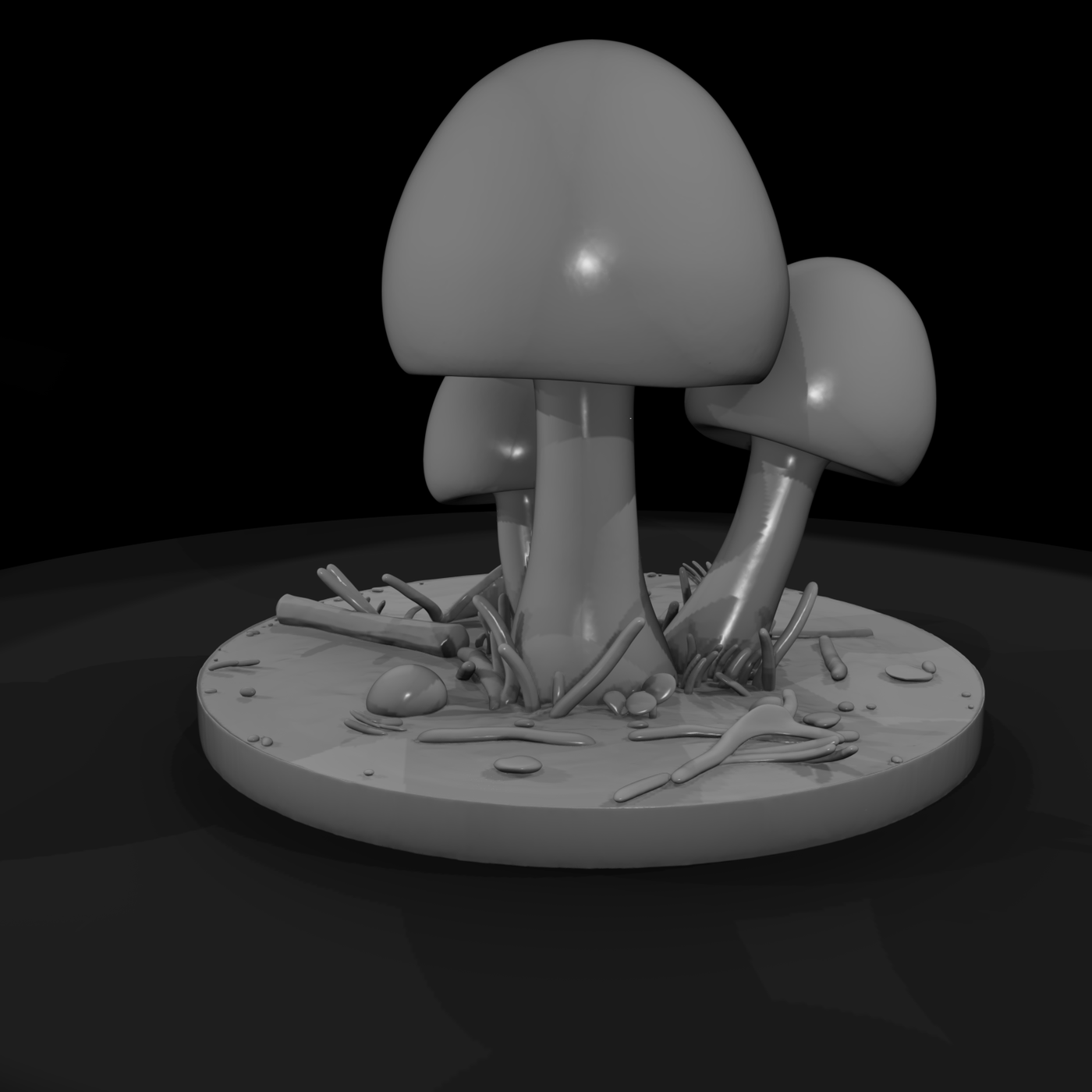 Stylized Forest Mushroom Cluster