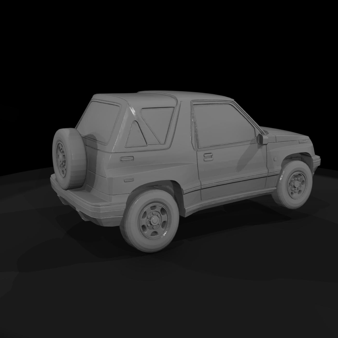 Flat Shaded Vintage 2 Door Compact Suv 3D Model 2C