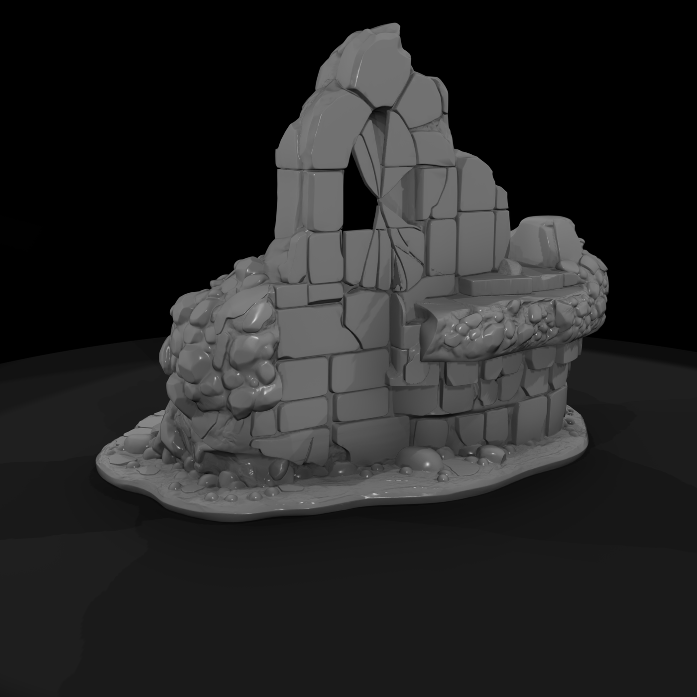 Medieval stone ruin archway with stairs