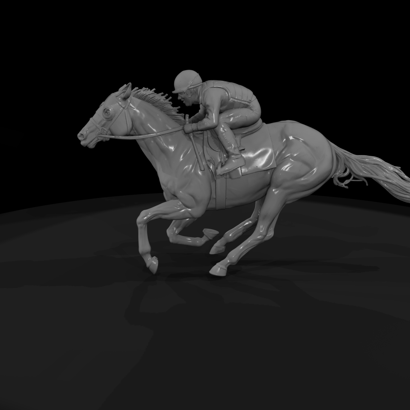 Jockey on Galloping Racehorse