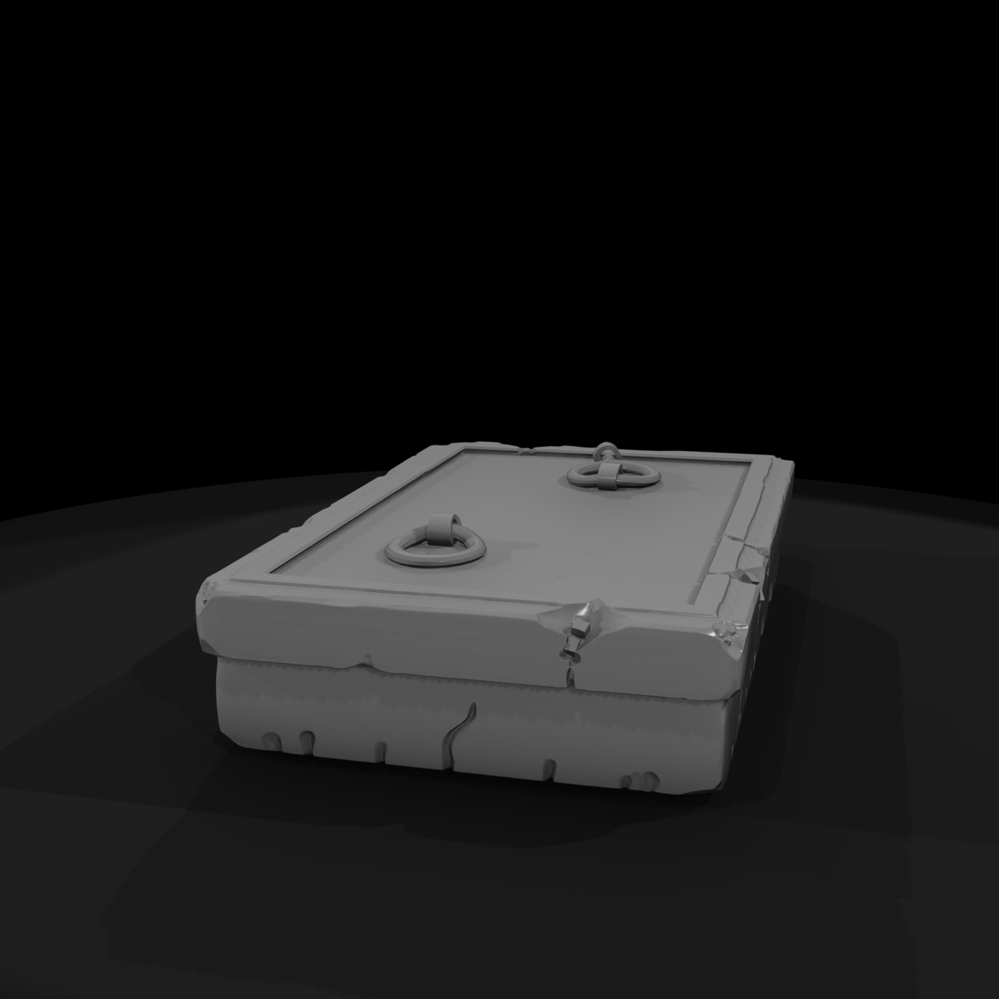 Weathered Stone Sarcophagus Lid