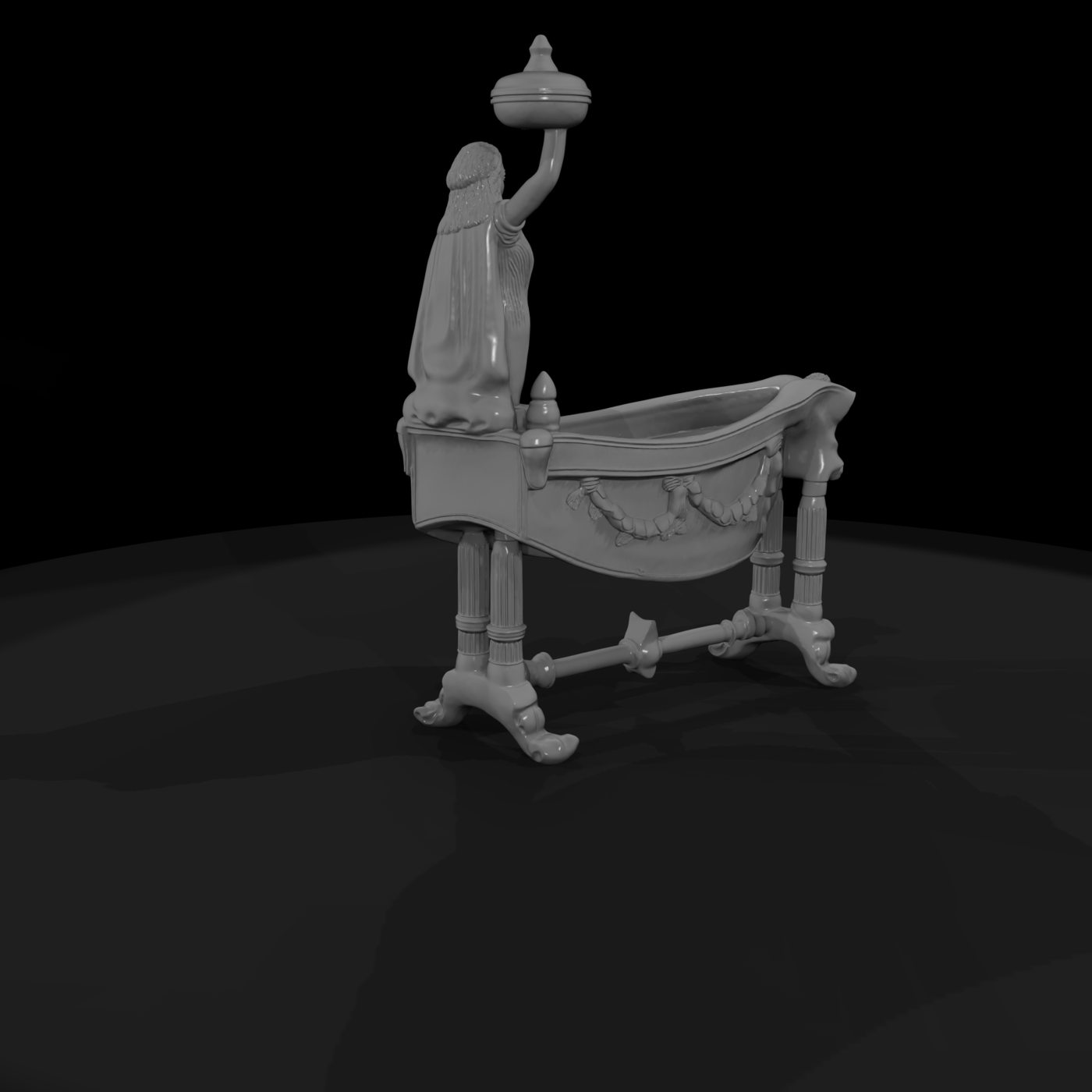 Neoclassical Ornate Infant Cradle — Crib