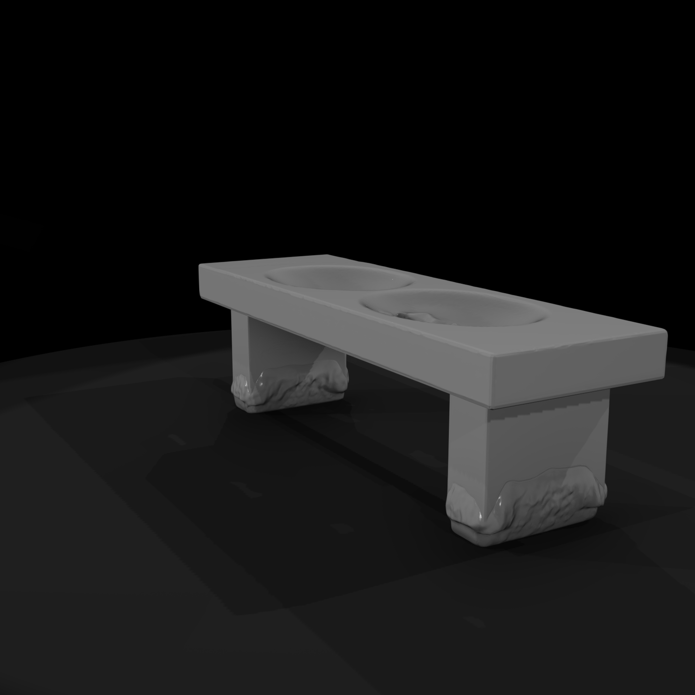 Rustic stone dual-sink vanity bench