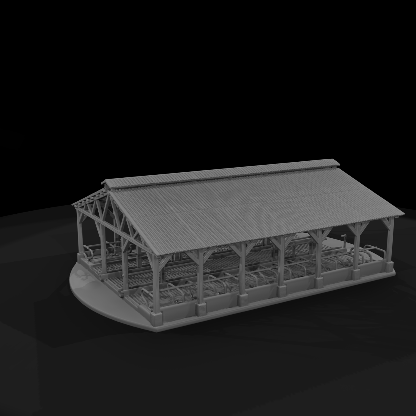 Open-Sided Free Stall Cattle Shelter