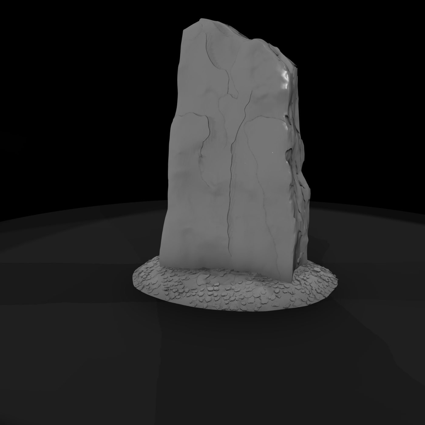 Standing Stone Monolith with Pebbled Base