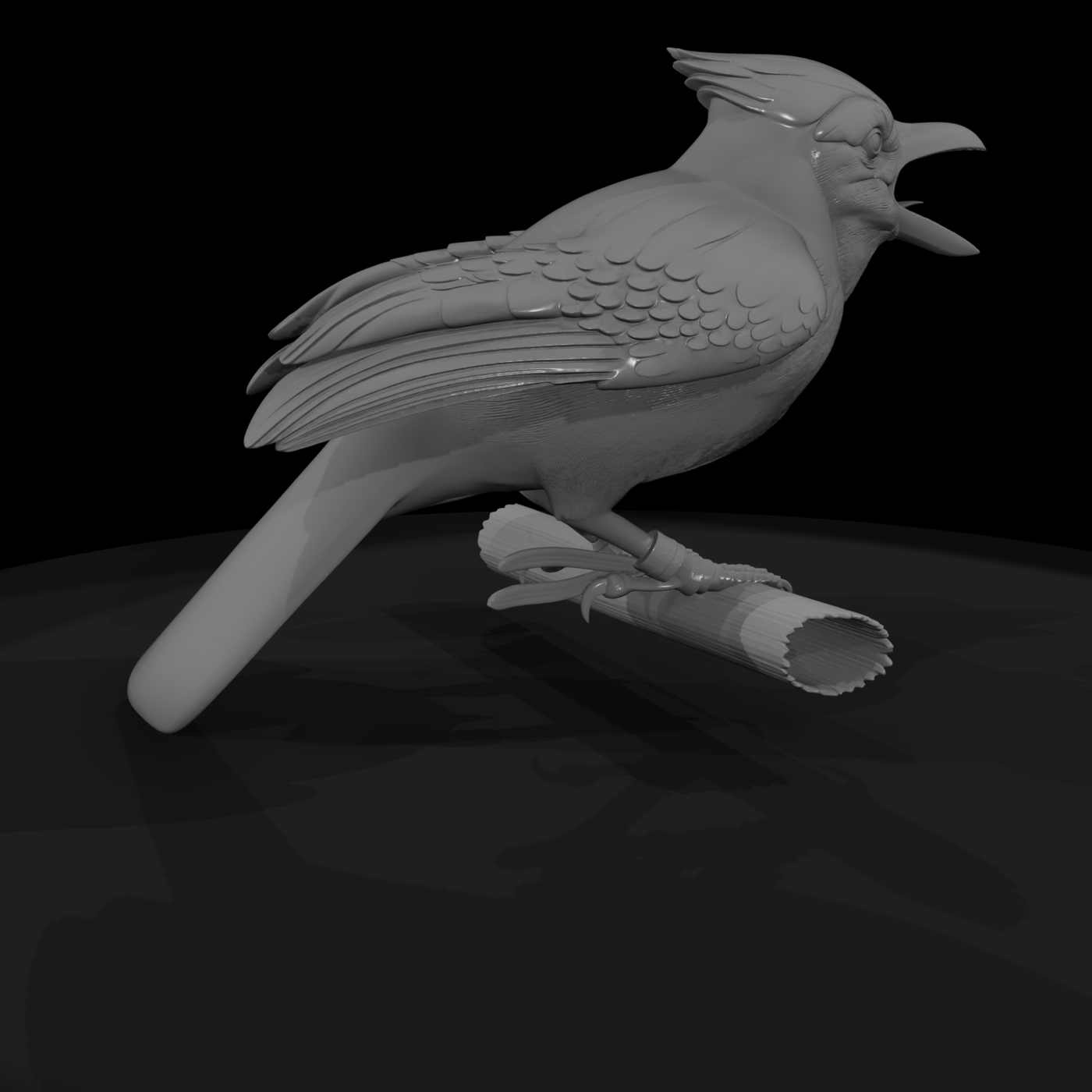 Singing Blue Jay Sculpture