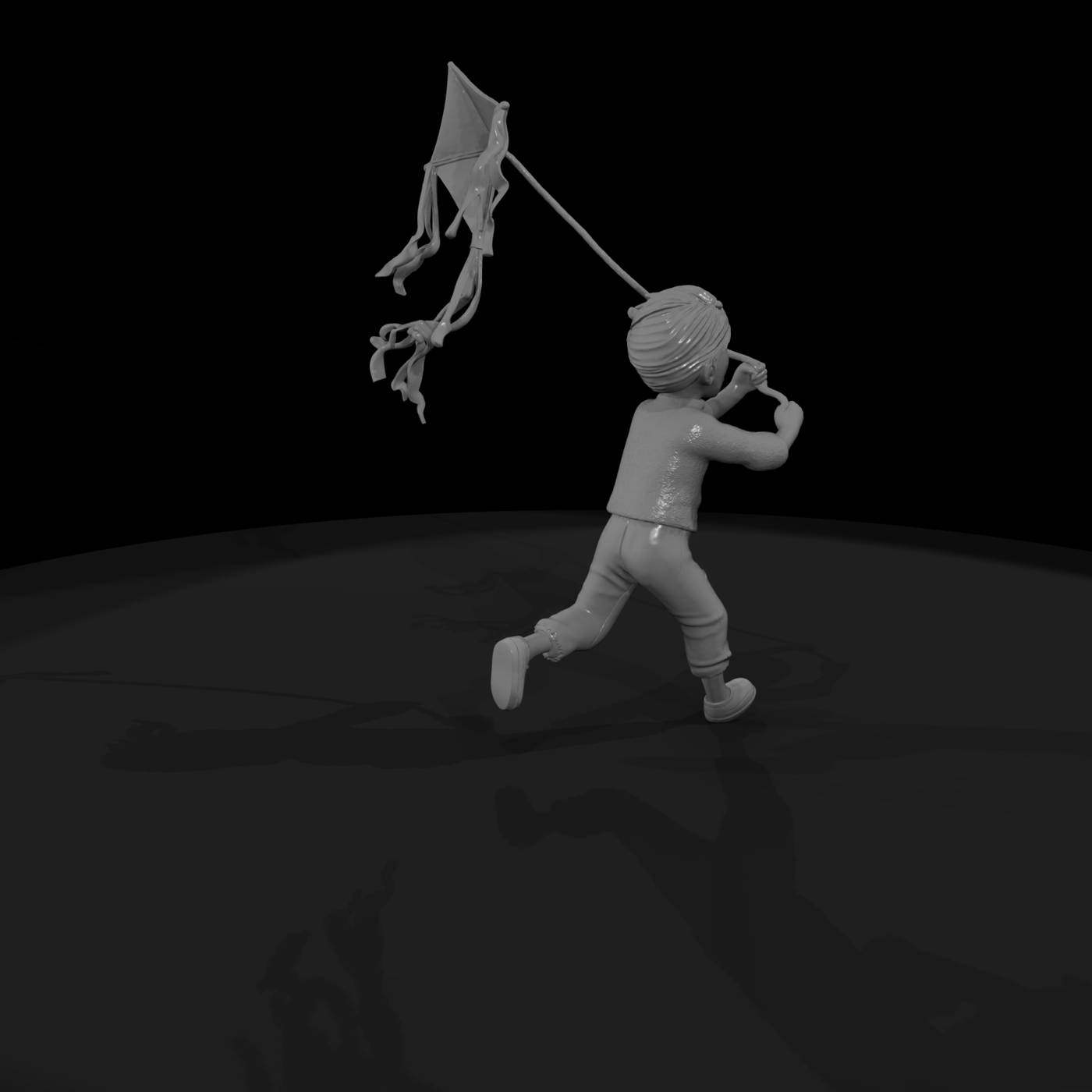 Boy Flying Kite — Stylized